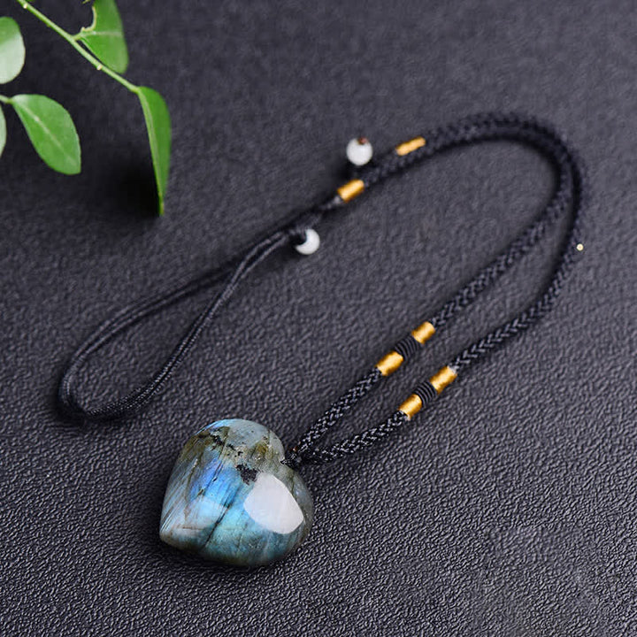 Buddha Stones Labradorite Love Heart Support Necklace Pendant - image 5