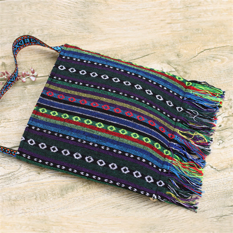 Buddha Stones Tibetan Handmade Embroidered Camellia Canvas Shoulder Bag Crossbody Bag - image 8