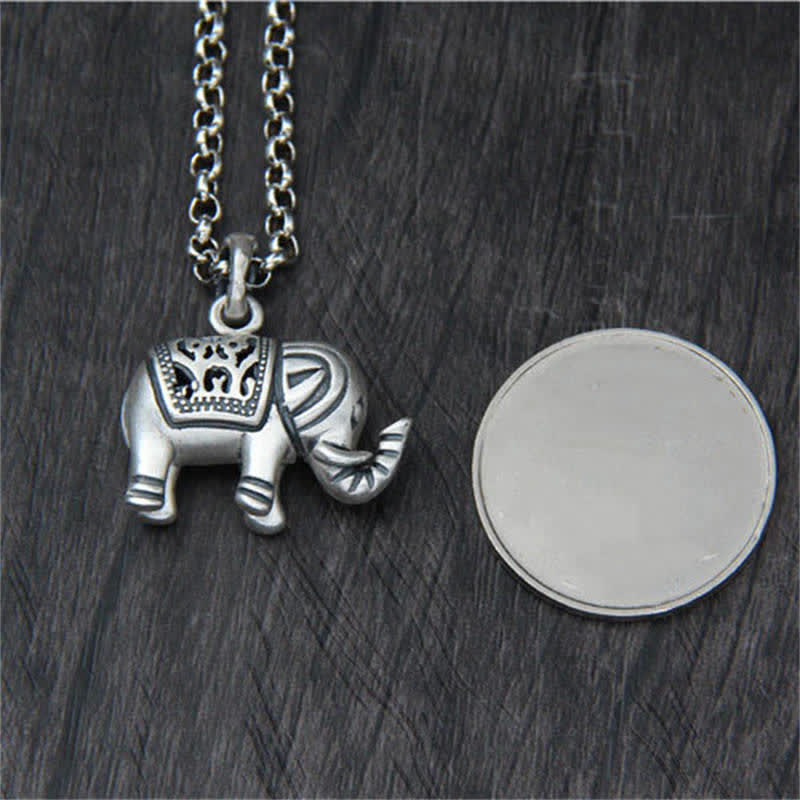 Buddha Stones 990 Sterling Silver Elephant Strength Necklace Pendant - image 7
