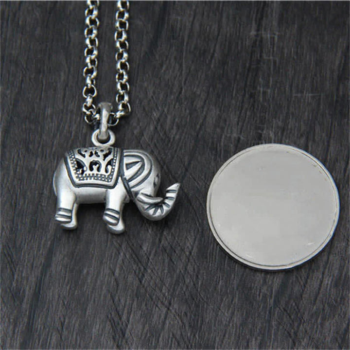 Buddha Stones 990 Sterling Silver Elephant Strength Necklace Pendant - image 7