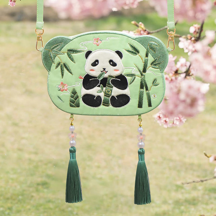 Buddha Stones Embroidery Lucky Panda Cat Shiba Inu Deer Rabbit Fox Flower Cute Animal Hanfu Bag Crossbody Bag Shoulder Bag - image 2