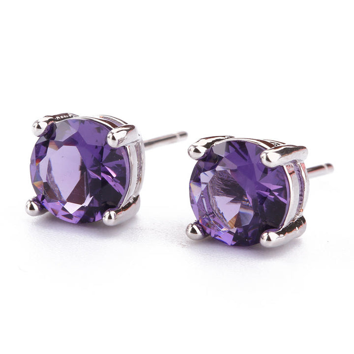 Buddha Stones Natural Various Gemstone Amethyst Love Earrings - Amethyst - image 0