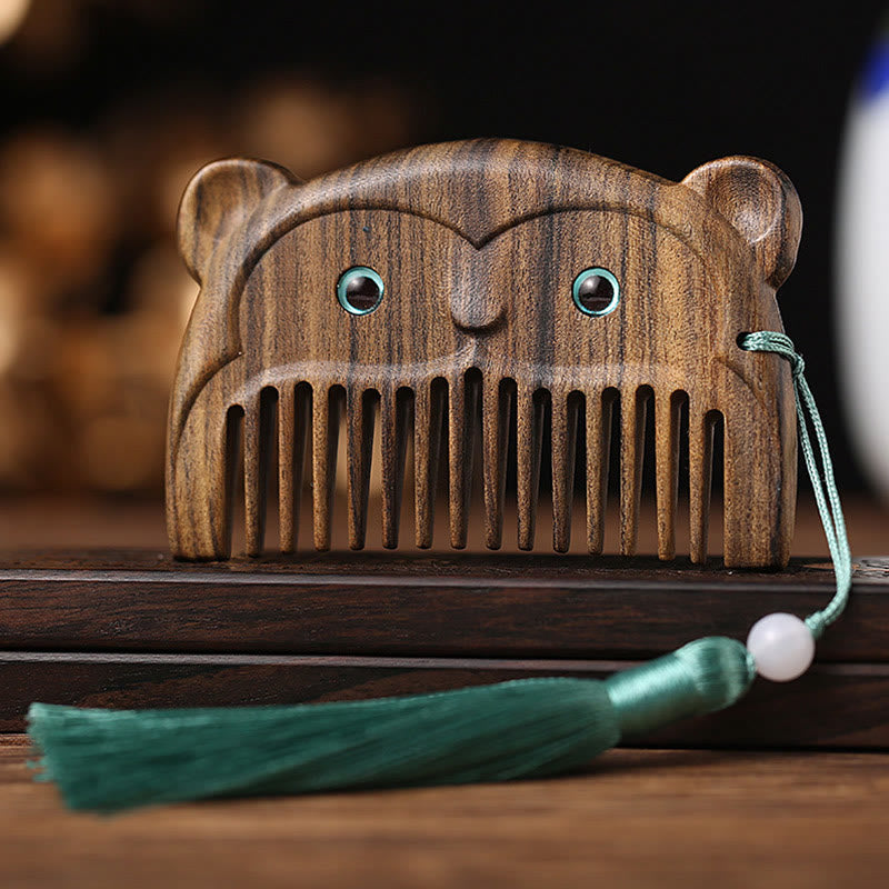 Chinese Zodiac Green Sandalwood Peace Mini Portable Comb - Chacate Preto Wood - Monkey - image 15