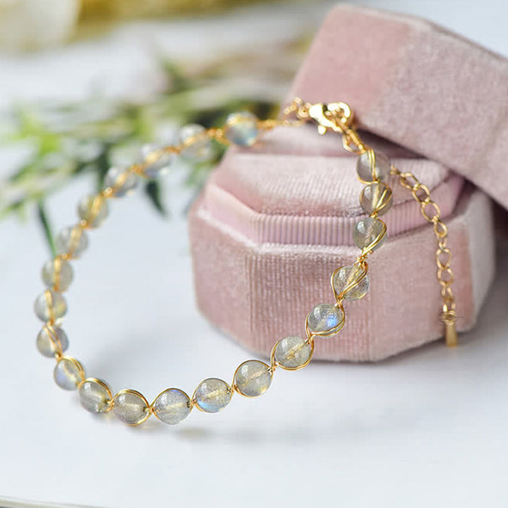Buddha Stones Natural Moonstone 14K Gold Healing Positive Bracelet - image 3