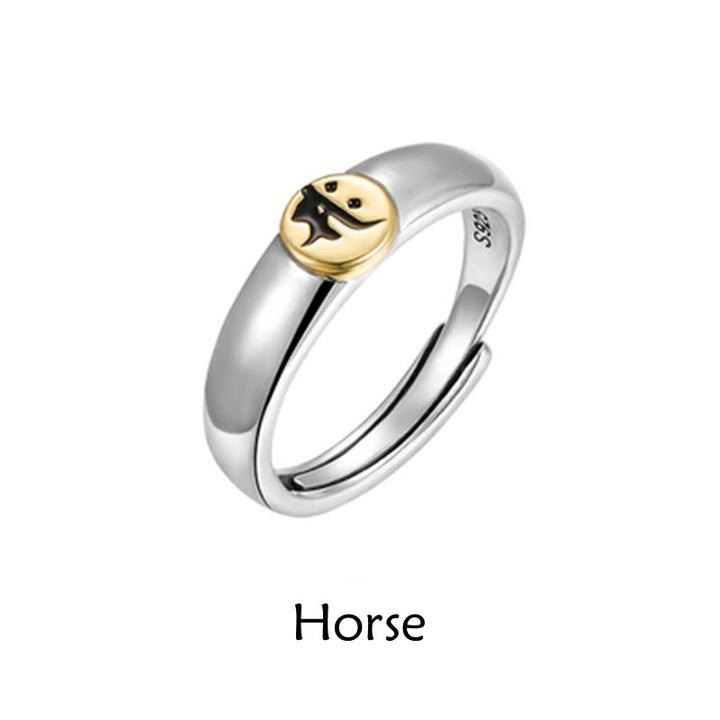 Buddha Stones Tibetan Om Mani Padme Hum Carved Chinese Zodiac Natal Buddha Peace Ring - Horse - image 23