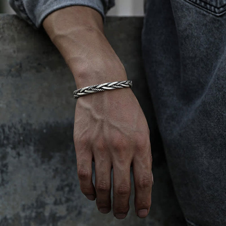 Buddha Stones Viking Style Twisted Braided Pattern Copper Balance Bracelet - image 8