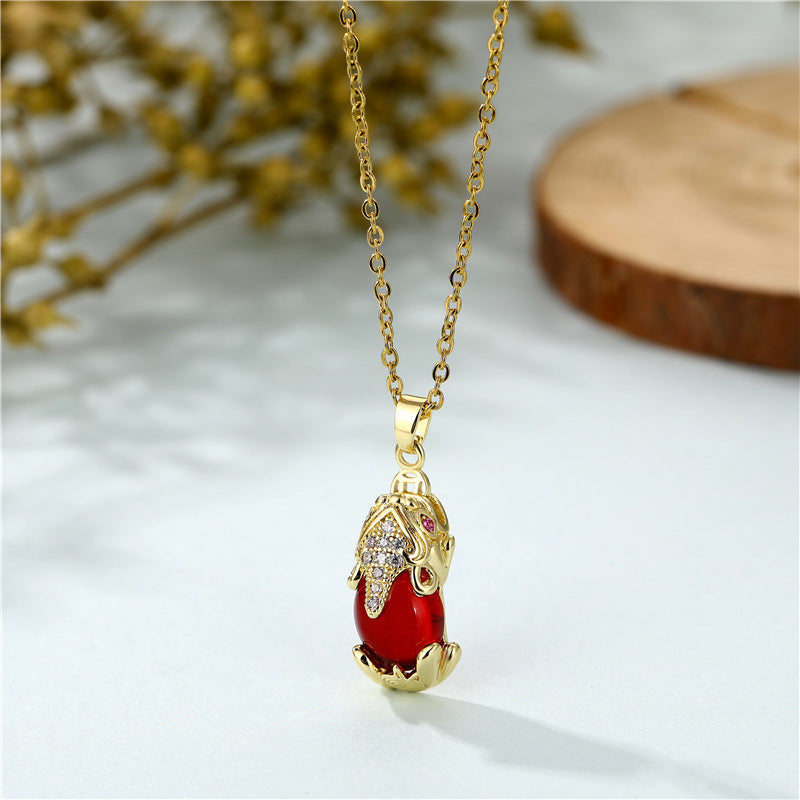 Buddha Stones Natural Garnet Pixiu Fortune Necklace - image 2