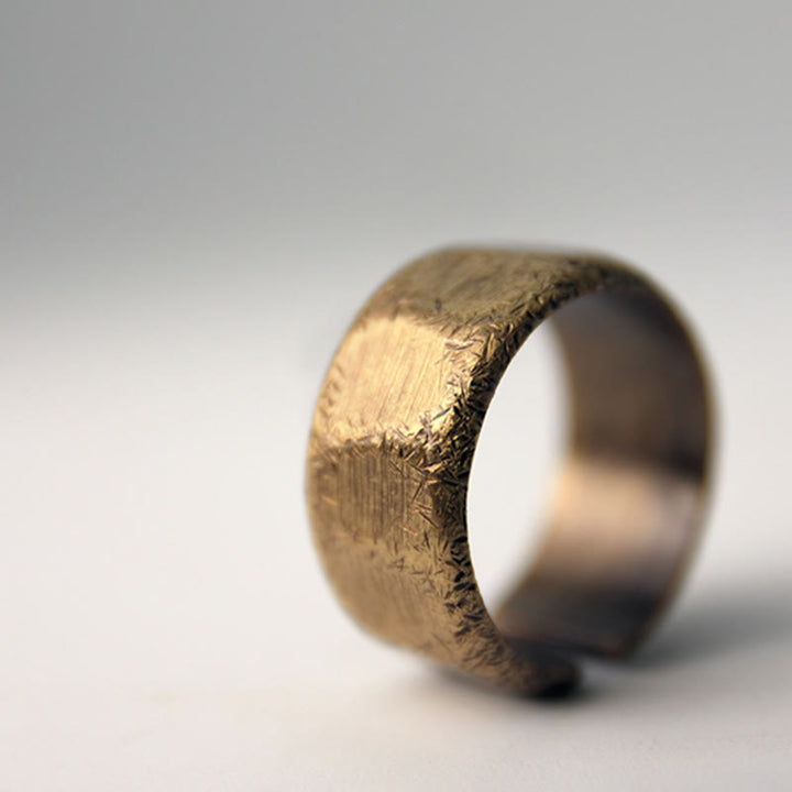 Buddha Stones Tibetan Simple Design Copper Brass Frosted Wealth Ring - image 14