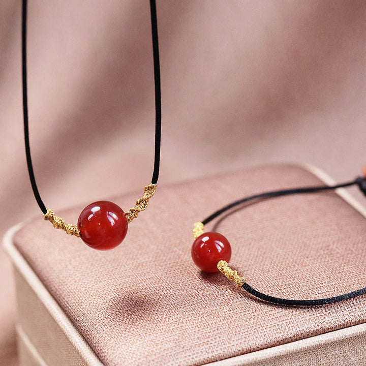 Buddha Stones Natural Red Agate Chalcedony Self-acceptance Confidence String Bead Bracelet Necklace Pendant - image 9