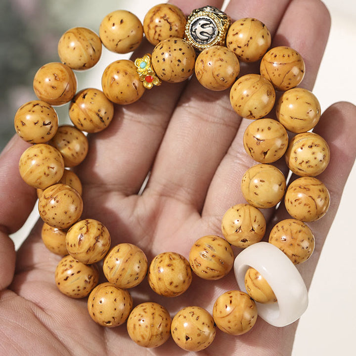 Buddha Stones Tibetan Natural Purple Gold Rat Bodhi Seed Wealth Double Wrap Bracelet - image 9