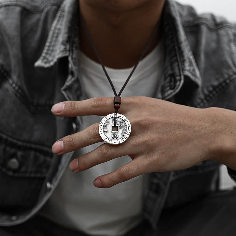 Buddha Stones Bagua Yin Yang Copper Coin Star Balance Energy Necklace Pendant - image 3