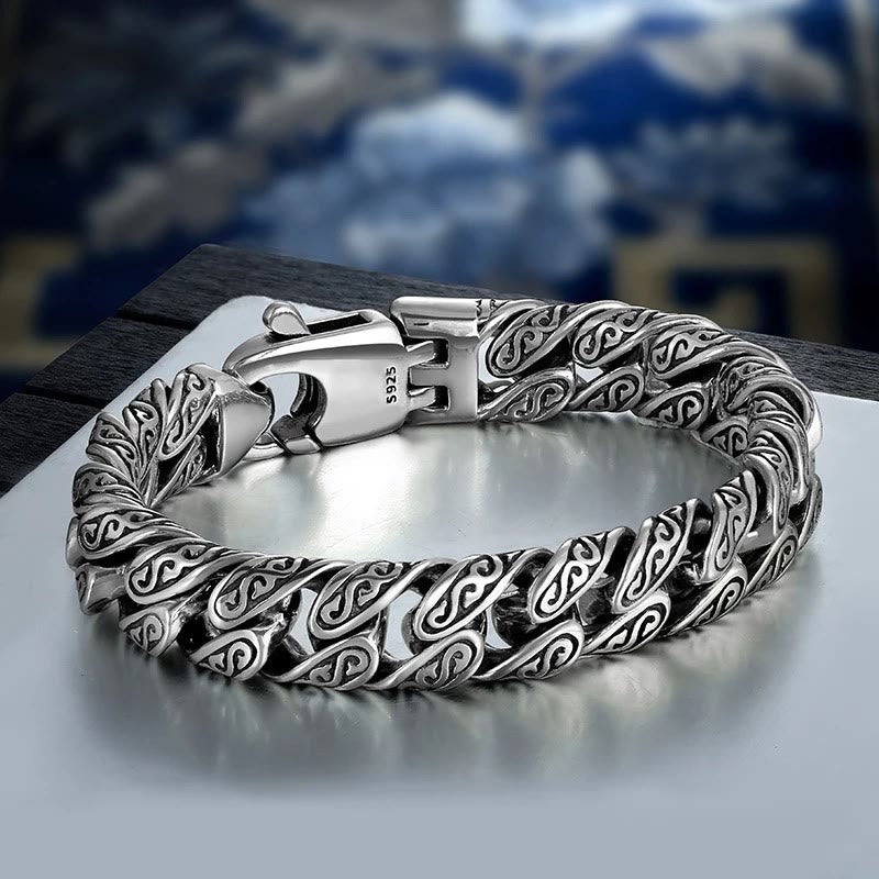 Buddha Stones Vintage Tang Dynasty Flower Design Carved Luck Bracelet - image 1