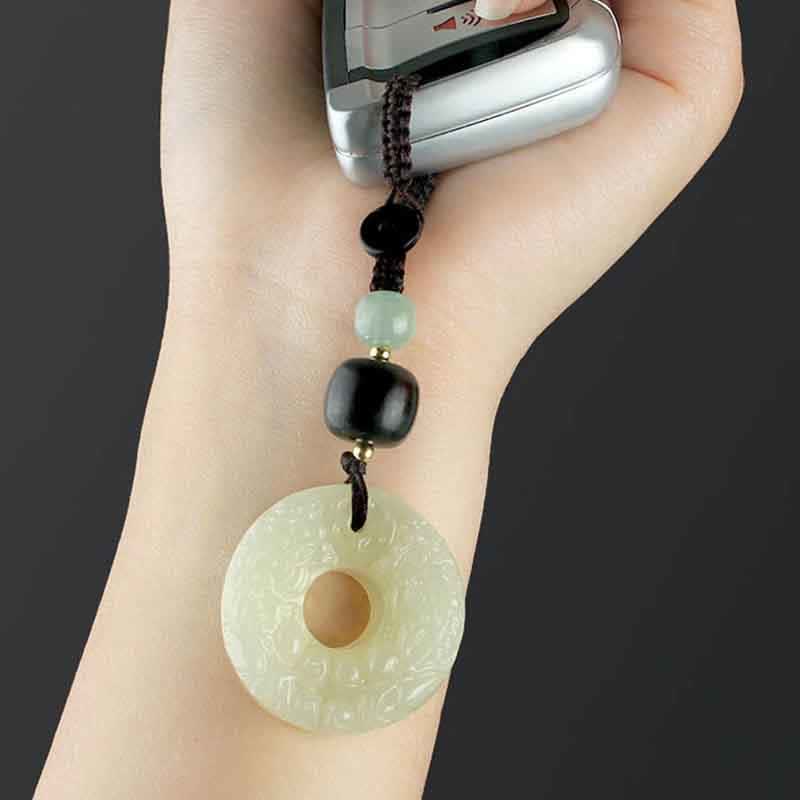 Buddha Stones PiXiu Jade Peace Buckle Abundance Wealth Key Chain - image 2