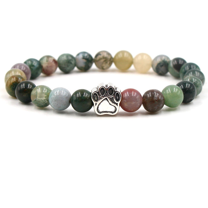 Indian Agate Green Agate Dog Paw Positive Calm Bracelet - Indian Agate (Cleansing ♥ Positive) - image 0