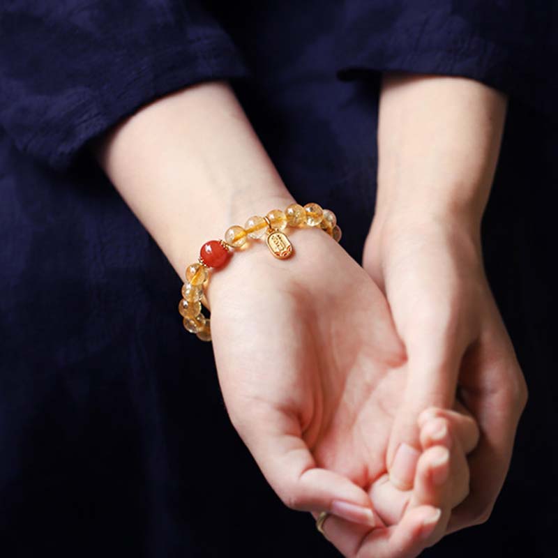 Buddha Stones Citrine Red Agate Fortune Charm Bracelet - image 2