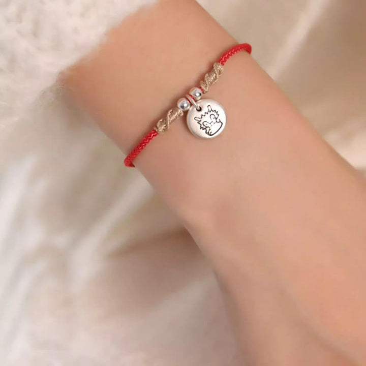 Buddha Stones Handmade 999 Sterling Silver Year of the Dragon Cute Chinese Zodiac Luck Braided Bracelet - image 8