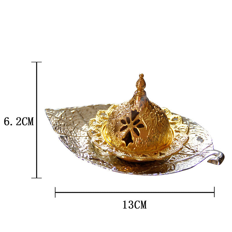Tibetan Gold Mini Leaf Coaster Meditation Incense Burner - image 22