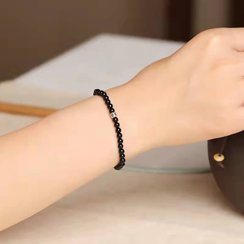 Buddha Stones Natural Black Obsidian Smoky Quartz Purification Strength Bracelet - image 4