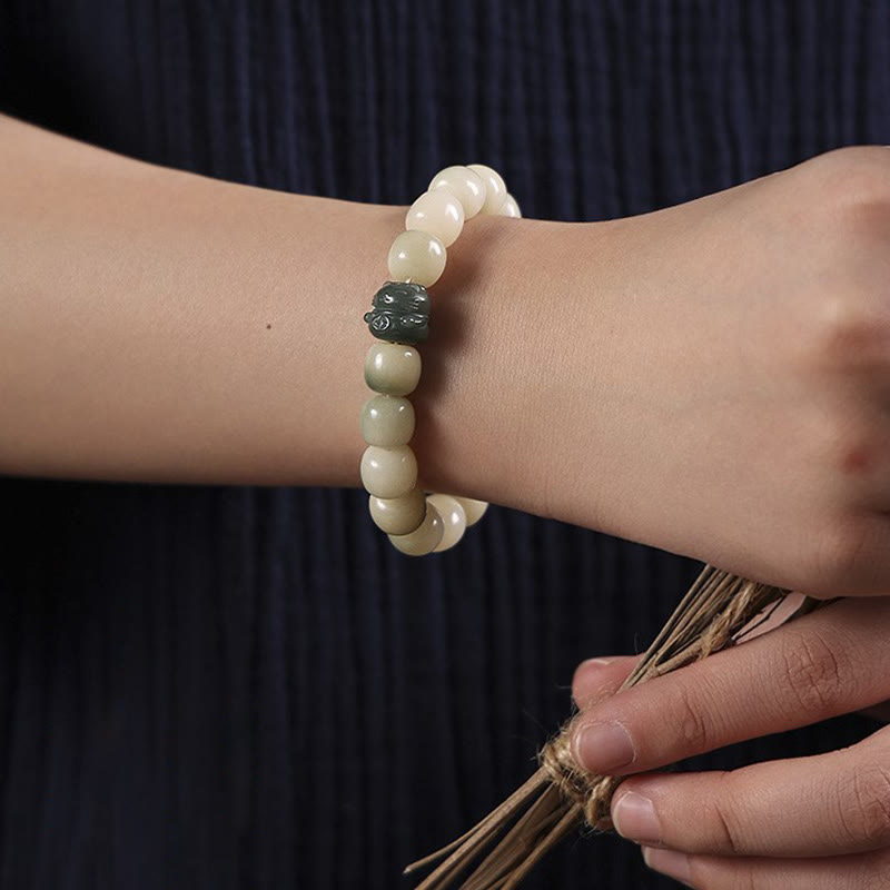 Buddha Stones Lucky Cat Bodhi Seed Cat Paw Peace Bracelet - image 6