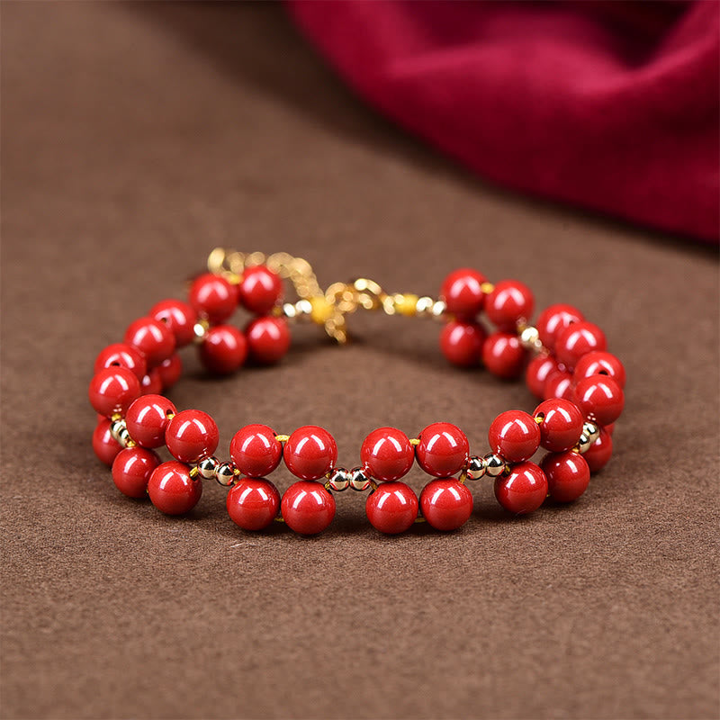 Buddha Stones Natural Cinnabar Beaded Blessing Bracelet - Red Cinnabar - image 3