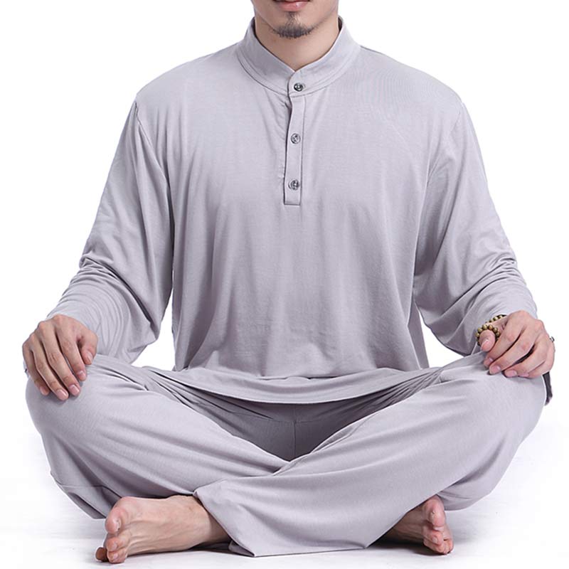 Buddha Stones Meditation Prayer Spiritual Zen Tai Chi Practice Yoga Clothing Men's Set - Gray - US/UK/AU44，EU54 (3XL) - image 0