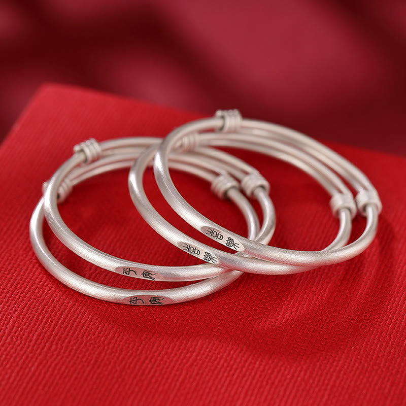 Buddha Stones 999 Sterling Silver Peace And Joy Protection Kids Child Bracelet Bangle - image 0