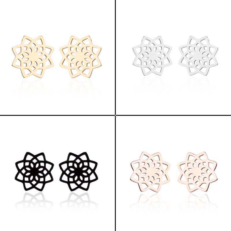 Tibetan Lotus Pattern New Beginning Stud Earrings - image 8