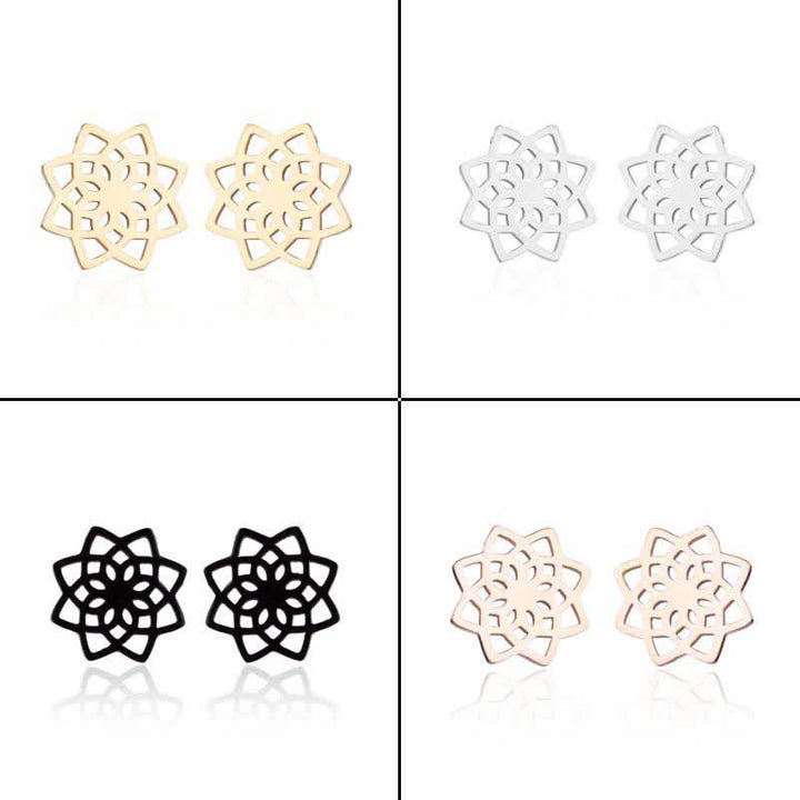 Tibetan Lotus Pattern New Beginning Stud Earrings - image 8