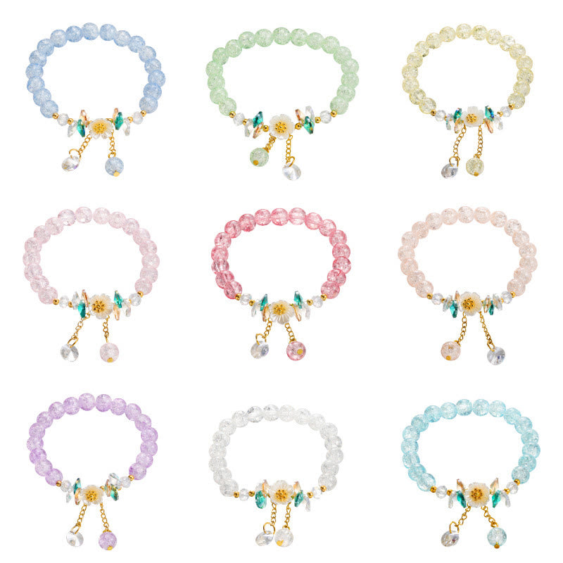 Buddha Stones Simple Design Flower Charm Glass Bead Bracelet - image 22