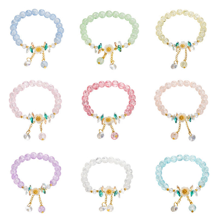 Buddha Stones Simple Design Flower Charm Glass Bead Bracelet - image 22