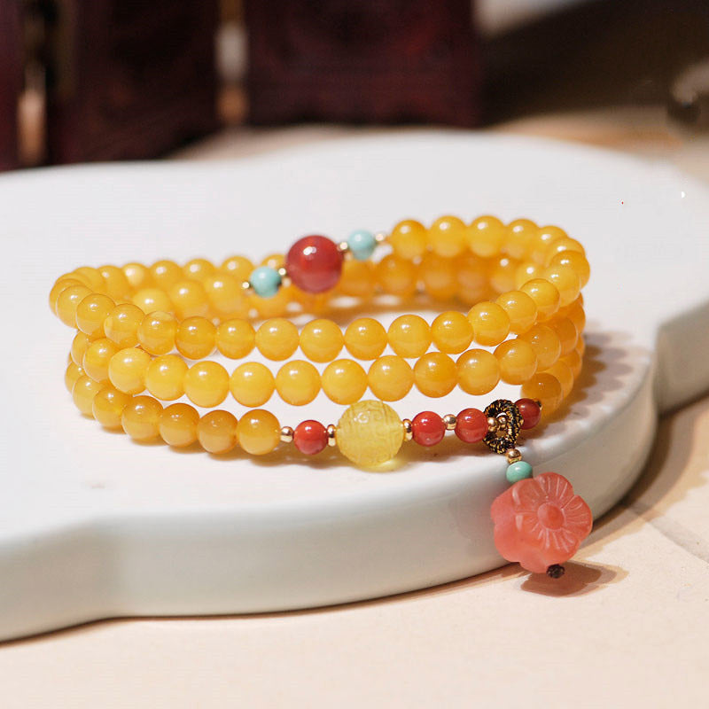 Amber Healing Balance Necklace Flower Charm Bracelet - image 1