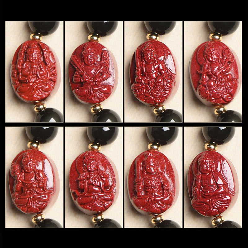 Buddha Stones Chinese Zodiac Natal Buddha Natural Black Obsidian Cinnabar Purification Bracelet - image 33