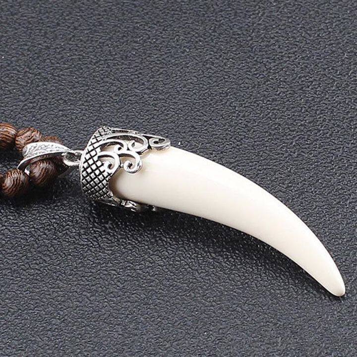 Wenge Wood Turquoise Stone Horn Style Protection Meditation Necklace Pendant - image 9