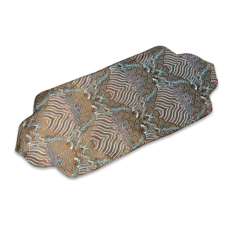 Buddha Stones Sea Wave Bamboo Plum Blossom Brocade Embroidery Cup Mat Pad Tea Cup Coaster Kung Fu Tea Mat - Tea Mat 48*22cm - Brown - image 18
