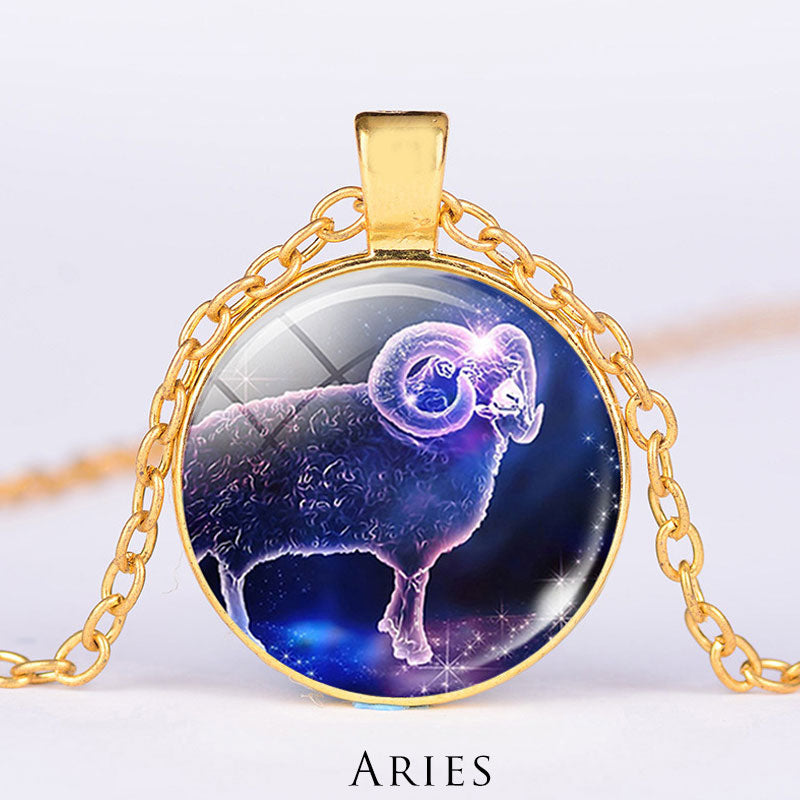 12 Constellations of the Zodiac Moon Starry Sky Protection Blessing Necklace Pendant - image 12