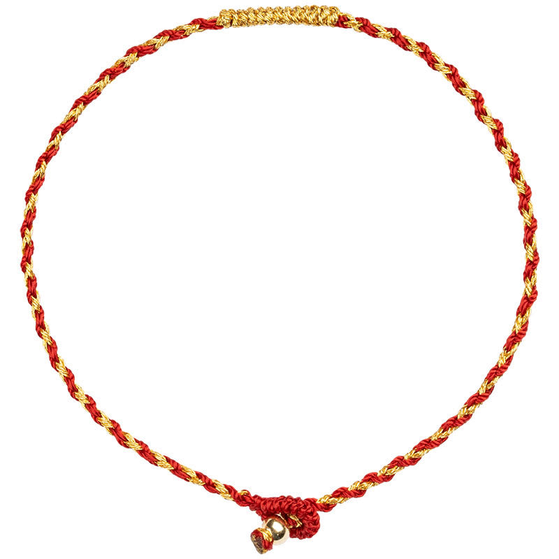 Buddha Stones 14K Gold Plated Handmade Red Gold Rope King Kong Knot Braided Luck Bracelet - image 10