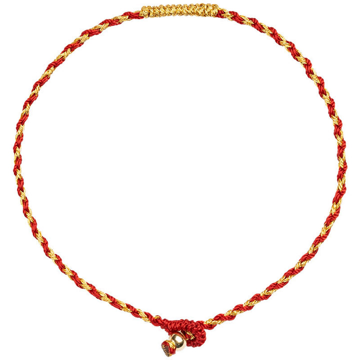 Buddha Stones 14K Gold Plated Handmade Red Gold Rope King Kong Knot Braided Luck Bracelet - image 10
