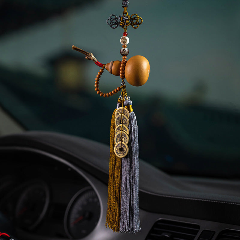 Buddha Stones Feng Shui Coins Gourd Chinese Knot Lucky Coins Five Emperor Money Wealth Tassels Decoration - image 1