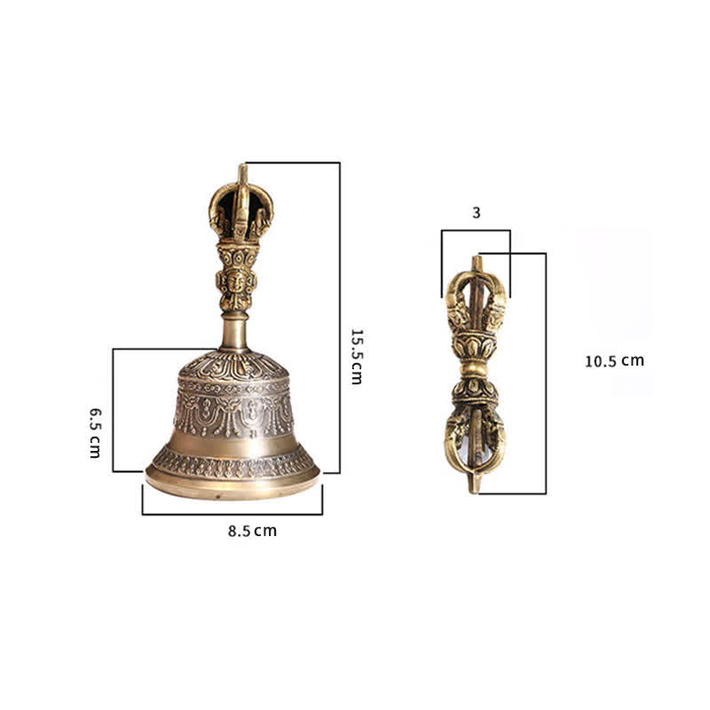 Buddha Stones Tibetan Meditation Bell and Vajra Dorje Copper Enlightenment Decoration Set - image 13