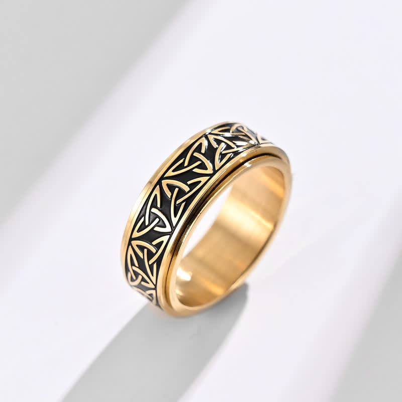 Buddha Stones  Triangle Knot Triquetra Titanium Steel Calm Rotatable Ring - image 5