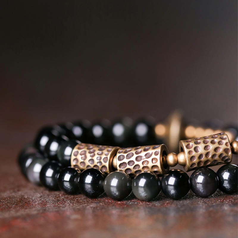 Buddha Stones Rainbow Obsidian Copper Love Double Wrap Bracelet - image 1