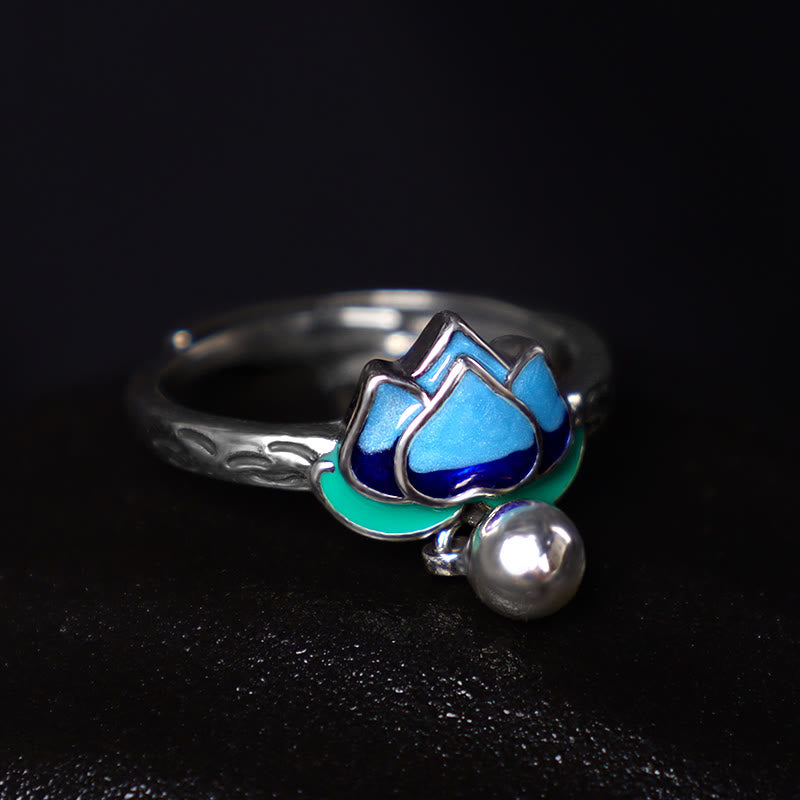 Buddha Stones Lotus Flower Pattern Enlightenment Ring - image 3