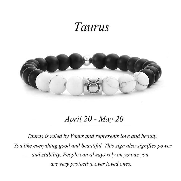 Buddha Stones 12 Constellations of the Zodiac Natural Frosted Stone White Turquoise Bead Fortune Bracelet - Taurus - image 12