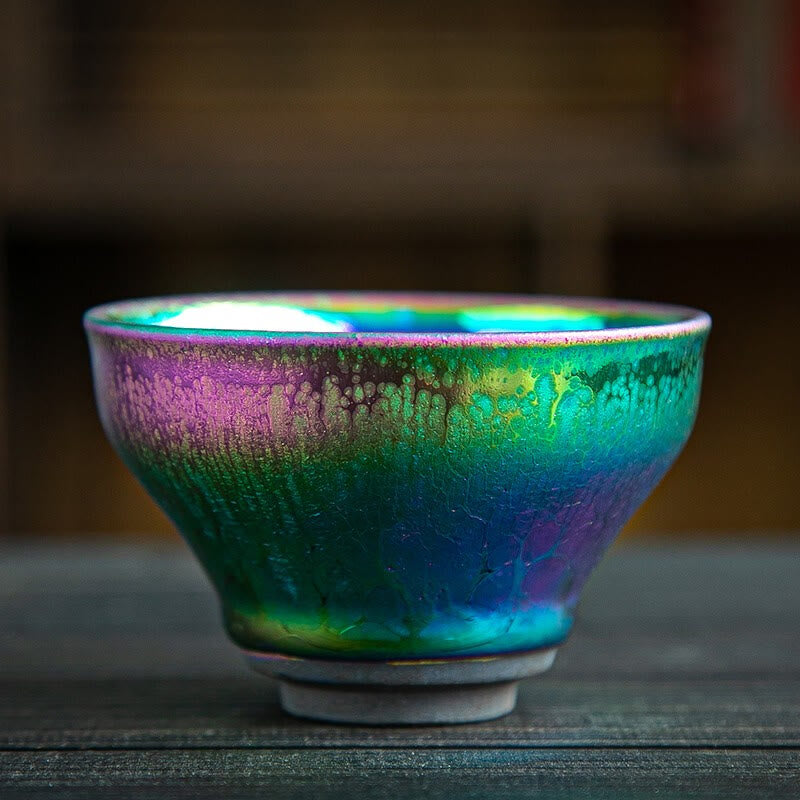 Buddha Stones Handmade Fairy Rainbow Chinese Jianzhan Ceramic Teacup Tenmoku Kung Fu Tea Cup - image 1