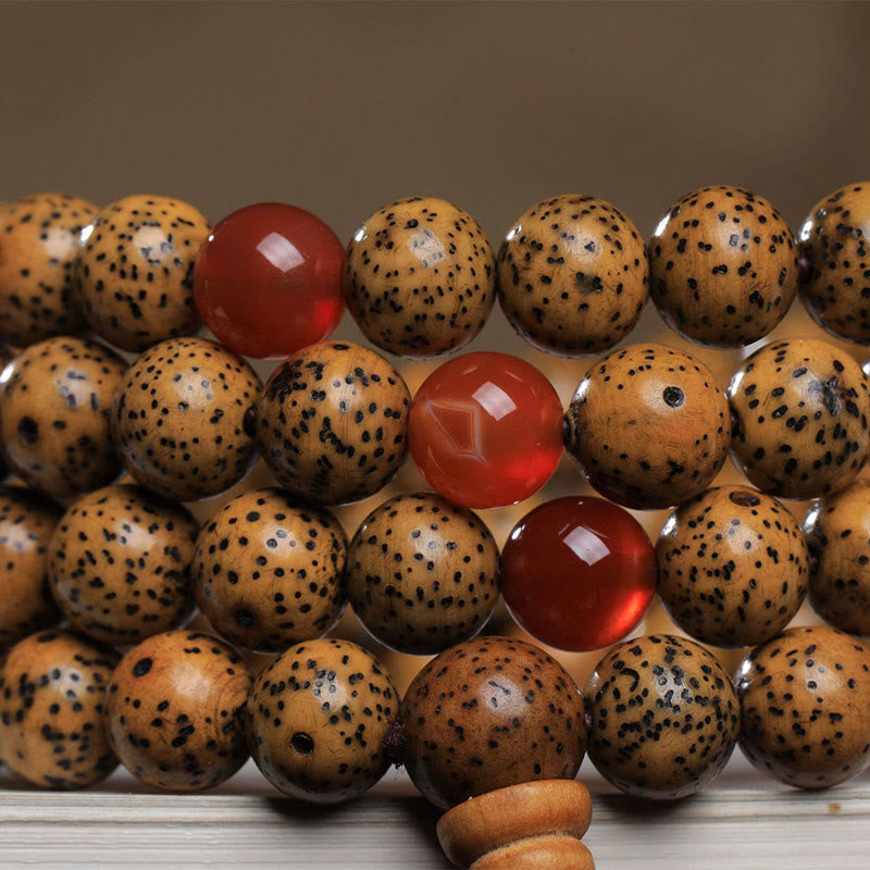 Buddha Stones 108 Mala Beads Bodhi Seed Red Agate Auspiciousness Bracelet - image 4