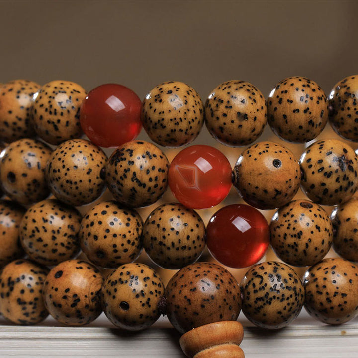 Buddha Stones 108 Mala Beads Bodhi Seed Red Agate Auspiciousness Bracelet - image 4
