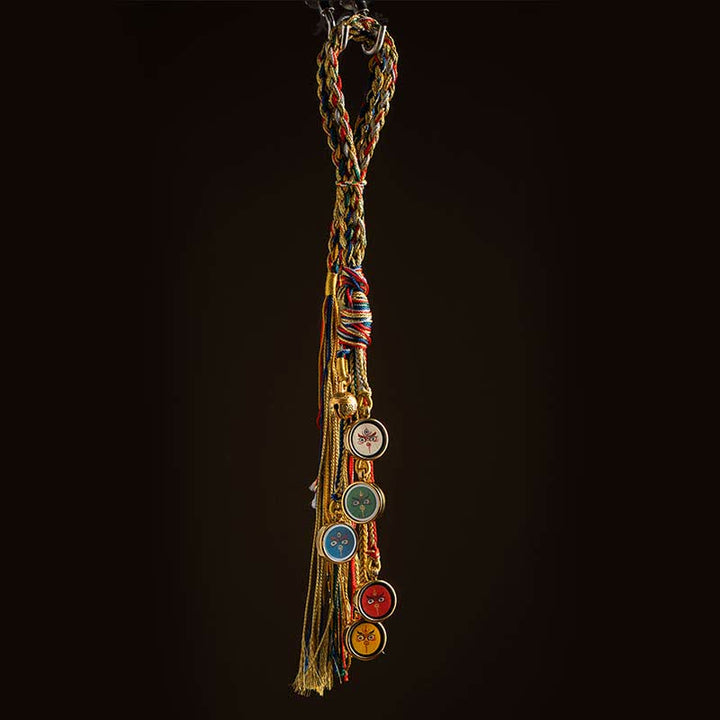 Tibet Handmade Five God Of Wealth Thangka Protection Wall Car Hanging Decoration - image 4