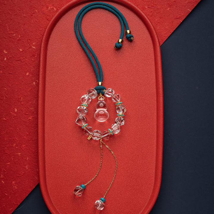 Buddha Stones White Crystal Deer Gourd Protection Car Hanging Decoration - image 9