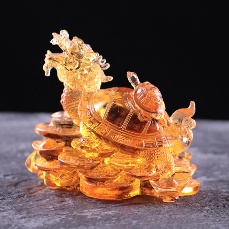 Buddha Stones Feng Shui Dragon Turtle Coins Handmade Liuli Crystal Luck Art Piece Home Office Decoration - image 16