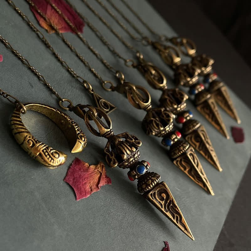 Buddha Stones Pentagram Eye of God Feather Hamsa Copper Healing Necklace Pendant Pendulum - image 4